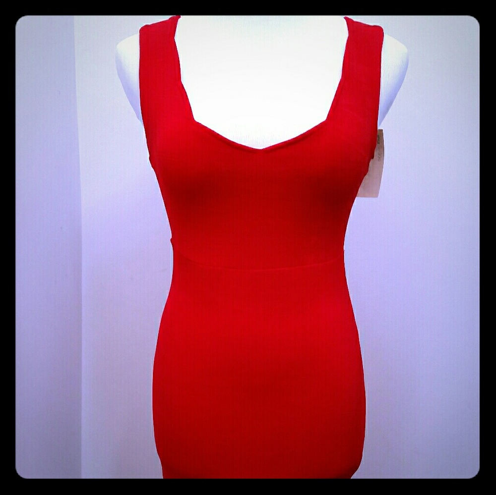 Logo  rich red dress.